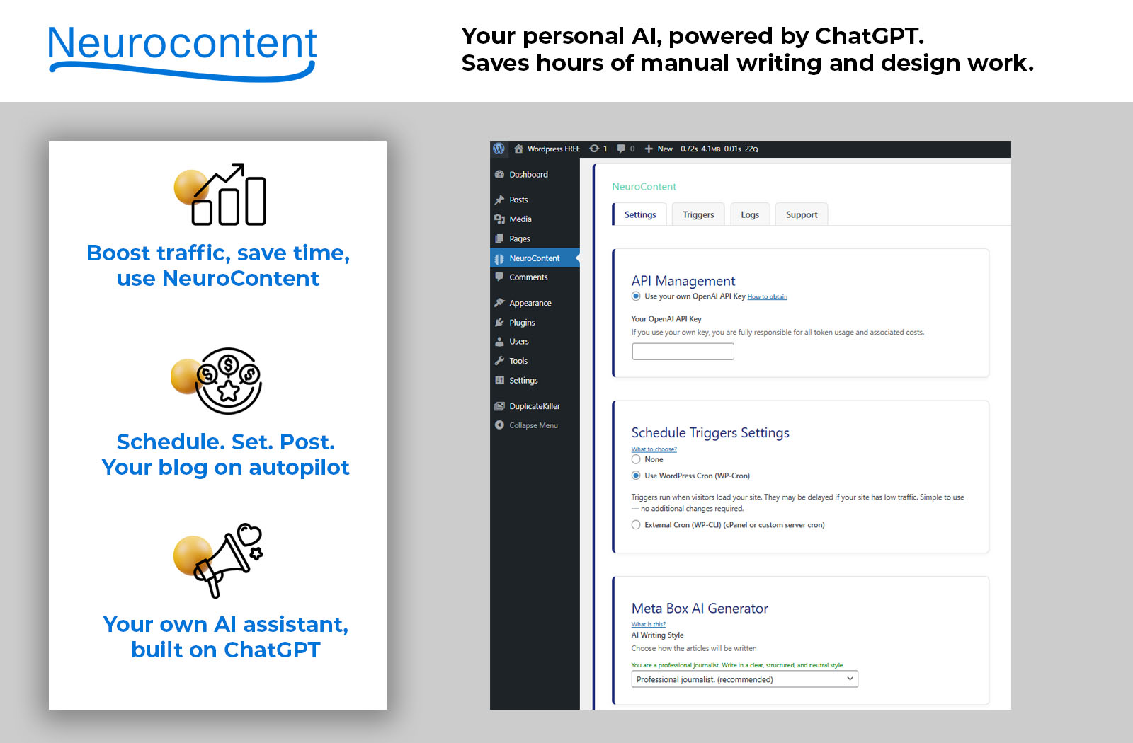 Settings Page – API Key and Automation Triggers